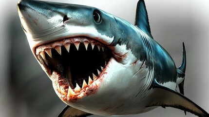 Majestic Shark with Gaping Mouth Displaying Powerful Jaws