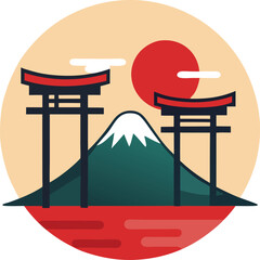 Japanese-style hills with torii gate