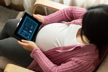 Medical science technology and futuristic healthcare virtual computer software analyze human health...