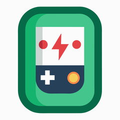 Obraz premium Stylized Vector Illustration Of A Portable Retro Gaming Console With Power Theme