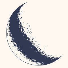 Crescent Moon Surface With Craters Hand Drawn Vector Illustration ©  MST RABEYA  BEGUM