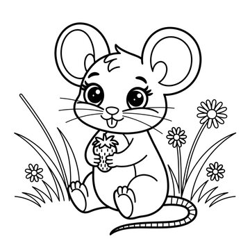 recommend clip art: mouse with cheese coloring page 