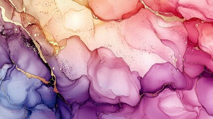 Translucent Alcohol Ink Swirls Vibrant Multicolored Marble Texture for Wrapping Paper and Wallpapers - Contemporary Fluid Art Design with Acrylic Paints