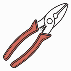 Pliers Vector Illustration With Red Handles Engineering Tools Equipment Icon
