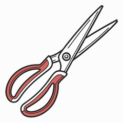 Open Scissors Illustration With Red Handles For Cutting And Crafting Use