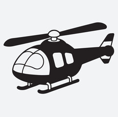 helicopter line art silhouette vector art illustration, helicopter vector illustration