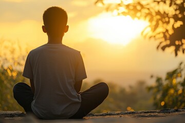 Person Sitting in Quiet Reflection at Sunrise Embracing Inner Peace