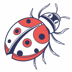 Obraz premium Stylized Ladybug Vector Illustration In Red,White And Blue Colors