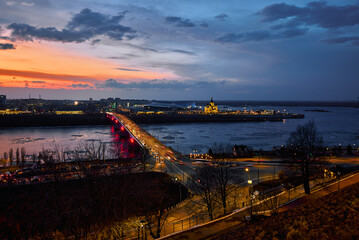 Sunset Over Strelka: Kanavinsky Bridge and Alexander Nevsky Cathedral