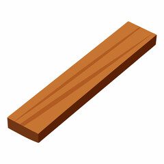 Isometric View Of A Wooden Plank Element On An Isolated White Background
