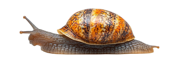 Side view of brown snail isolated on transparent background, generative ai