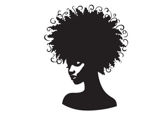 vector set of afro american woman logo head, african beauty woman vector logo design, Black girl faces with stylish afro hairstyle, woman afro black face, African american woman hairstyle vector	
