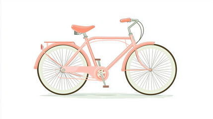 Fototapeta premium Vintage pink bicycle illustration on white background 