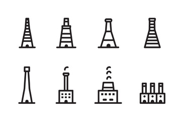 Factory Chimney Icon Ultra Minimalist Line Drawing