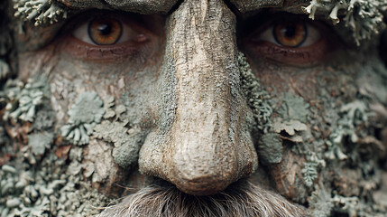 Leshy forest guardian made of bark and moss. traditional Eastern European folk art influence