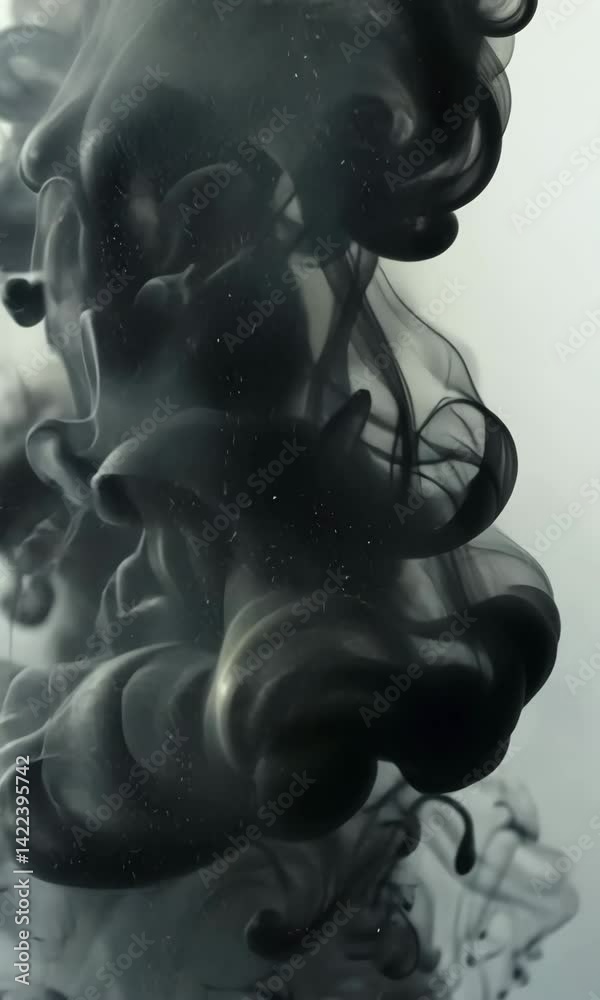 Poster fluid black smoke swirls create mesmerizing abstract patterns in dynamic motion