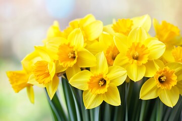 Fototapeta premium Vibrant Yellow Daffodils Spring Bouquet Closeup