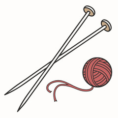 Knitting Needles And Yarn Ball Illustration For Creative Craft Projects