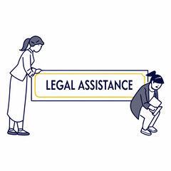 Women Promoting Legal Assistance Services Illustration For Law Or Justice Concepts