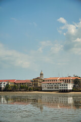 Historic Seawall of Casco Viejo Reflecting in the Ocean, Panama City