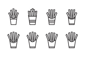 French Fries Minimalist 2D Line Icon