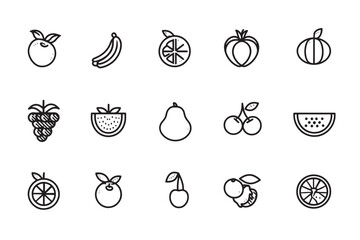 Minimalist Fruit Icon 2D Line Art