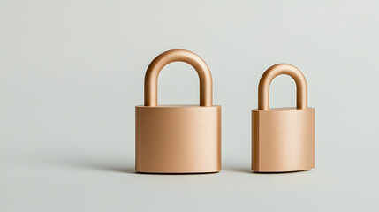 Naklejka premium Two Golden Padlocks on White Background