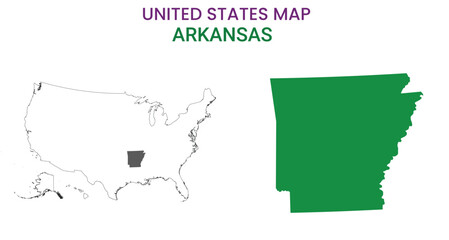 Arkansas map of USA state. Arkansas map vector illustration. Arkansas vector map on white background.