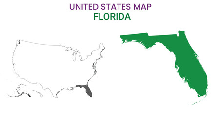 Florida map of USA state. Florida map vector illustration. Florida vector map on white background.