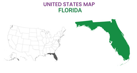 Florida map of USA state. Florida map vector illustration. Florida vector map on white background.