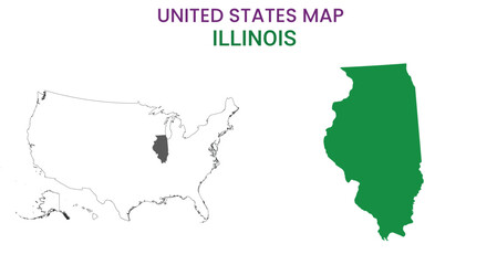 Illinois map of USA state. Illinois map vector illustration. Illinois vector map on white background.