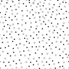 Seamless black stars pattern white background