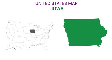 Iowa map of USA state. Iowa map vector illustration. Iowa vector map on white background.