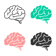 Set of human brain icon. Vector illustration of brain.