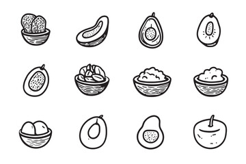 Guacamole Icon Minimalist 2D Line Art
