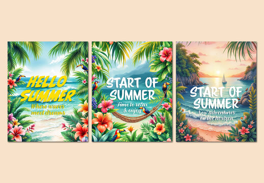 Tropical Summer Social Media Post Set