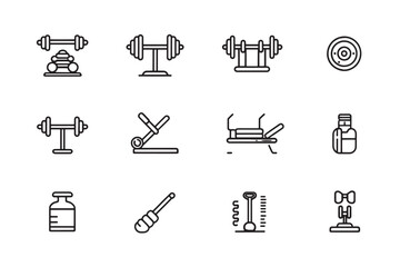 Minimalist Gym Icon 2D Line Drawing