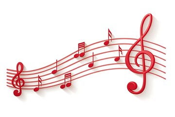 Red Musical Notes on White Background