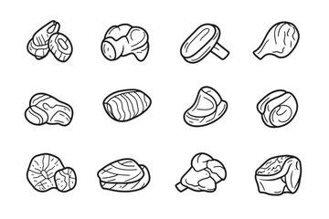 Ham Hock Minimalist Line Art Icons