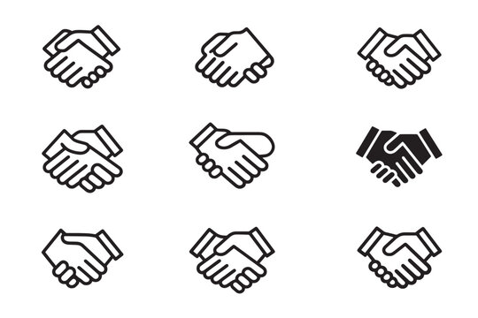 Minimalist Handshake Icon 2D Line Art