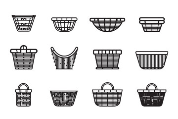 Minimalist Handwoven Basket Icon in Line © Kamal