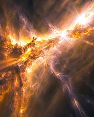 Fiery cosmic nebulae ablaze with stellar energy.