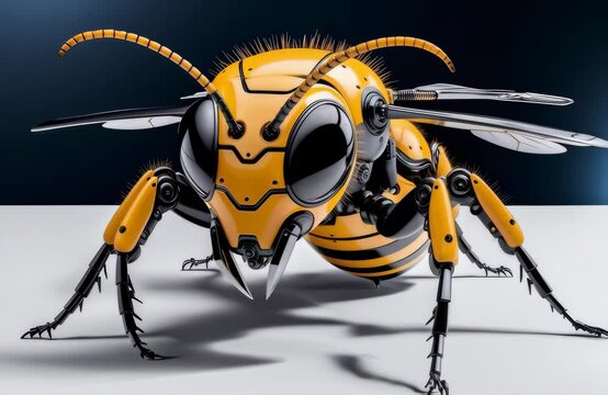 robot bee moving on a dark background