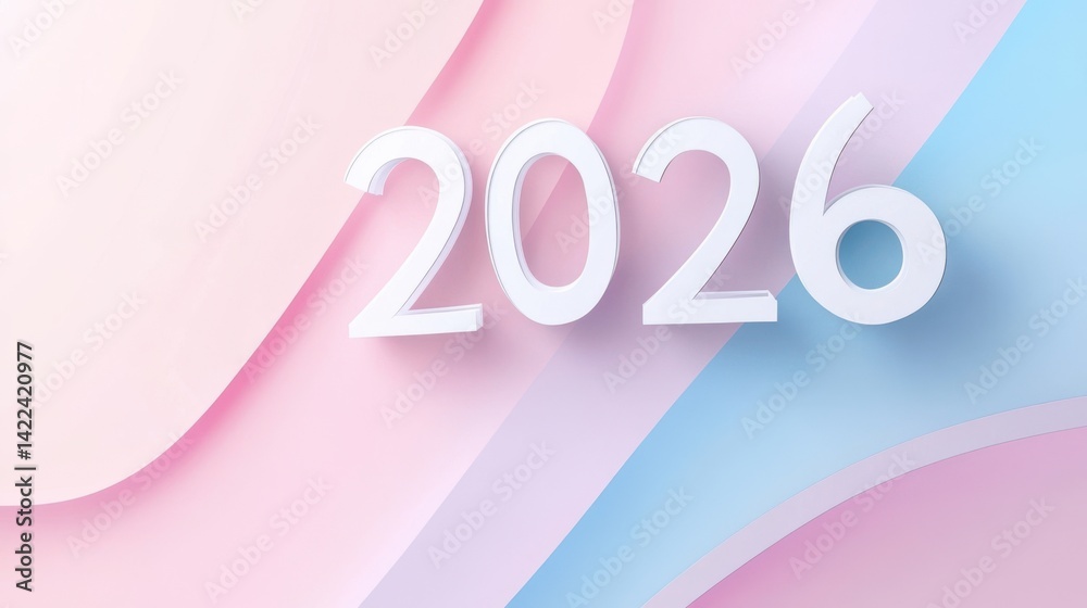 Poster clean abstract pastel background with white paper-cut style numbers 