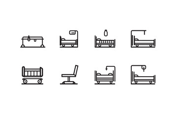 Minimalist Hospital Bed Icon Design 2D