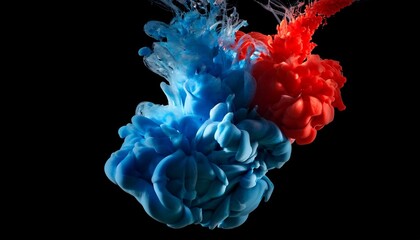 red and blue smoke on black background
