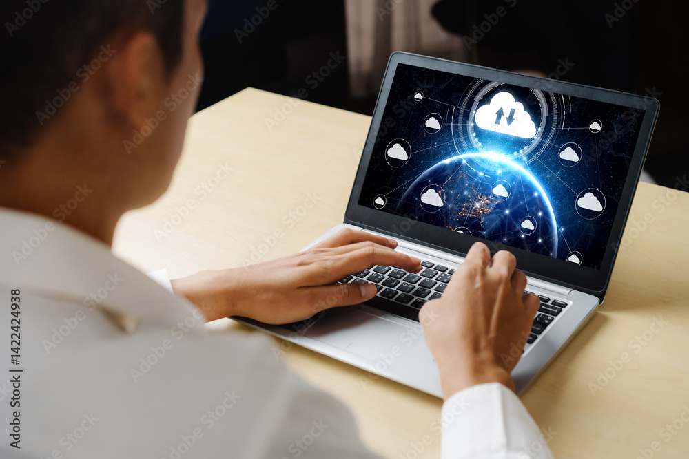 Poster cloud computing software for modish remote work and personal data storage