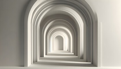 Fototapeta premium Monochrome 3D rendered archways with clean lines and minimal curves creating architectural depth and serene mood