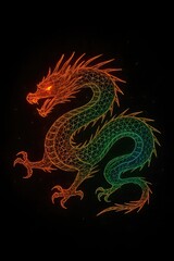 Fototapeta premium Vibrant Chinese Dragon Illustration – Fantasy Art with Electric Energy