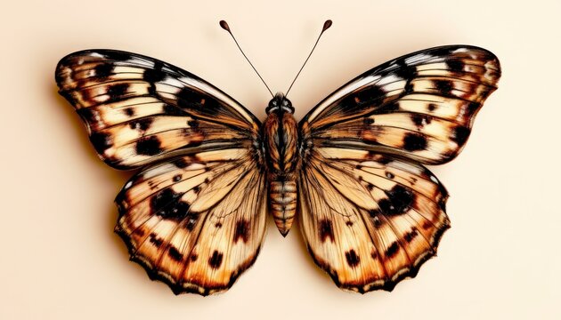 Suggestion of patterns found on butterfly wings. cute, pastel, no shadow , isolated on a beige background, ultra realistic photography with soft studio lighting.